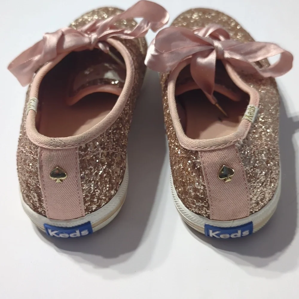 Kate Spade x Keds Women's Sneakers Rose Gold Pink Glitter Lace Up Sneakers sz 6‎